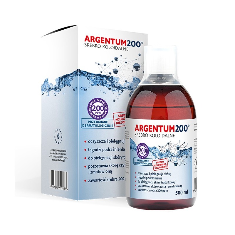 AURA HERBALS Srebro Koloidalne 200 ppm Argentum200 tonik 500 ml
