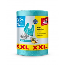 JAN NIEZBĘDNY Worki na śmieci HD z uszami 35 L - zapach owoców tropikalnych 100 sztuk (XXL)