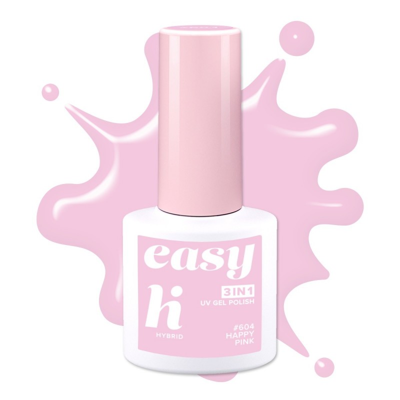 HI HYBRID Easy 3w1 Lakier hybrydowy nr. 604 Happy Pink 5 ml