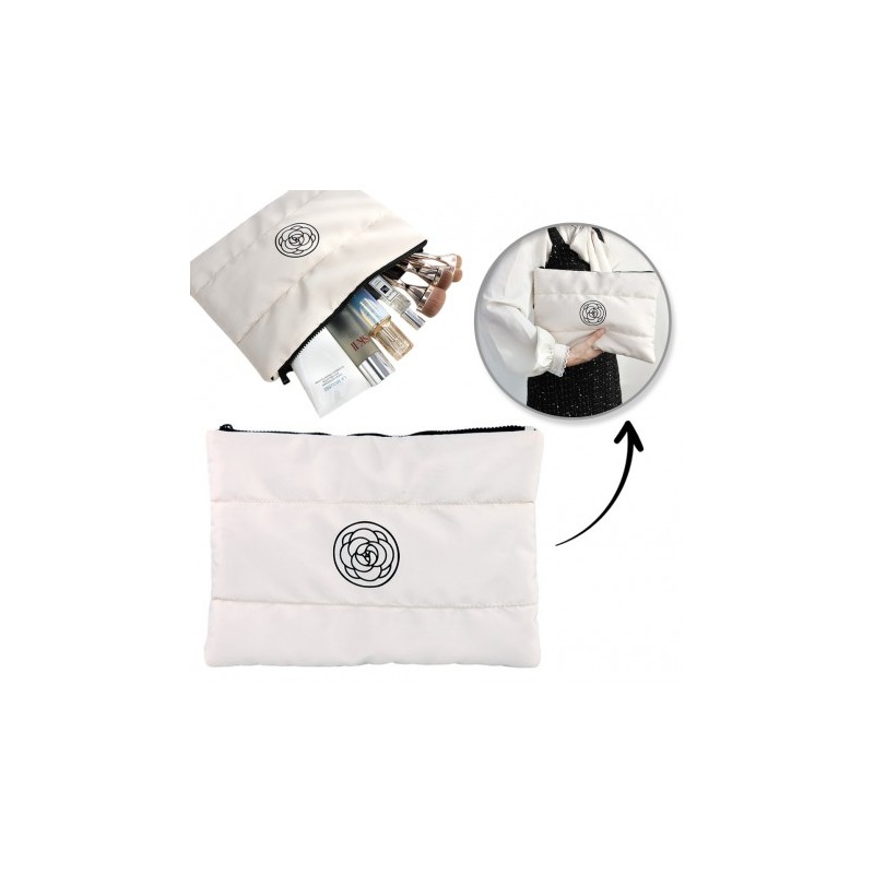 ECARLA Kosmetyczka damska pikowana, wodoodporna - biała KS144B