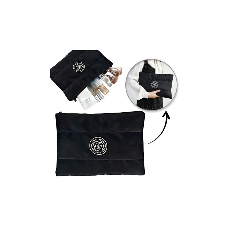 ECARLA Kosmetyczka damska pikowana, wodoodporna - czarna KS144CZ