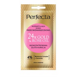 PERFECTA 24K Gold&Rose Oil Maska do twarzy rozświetlająca przeciwzmarszczkowa 8 ml