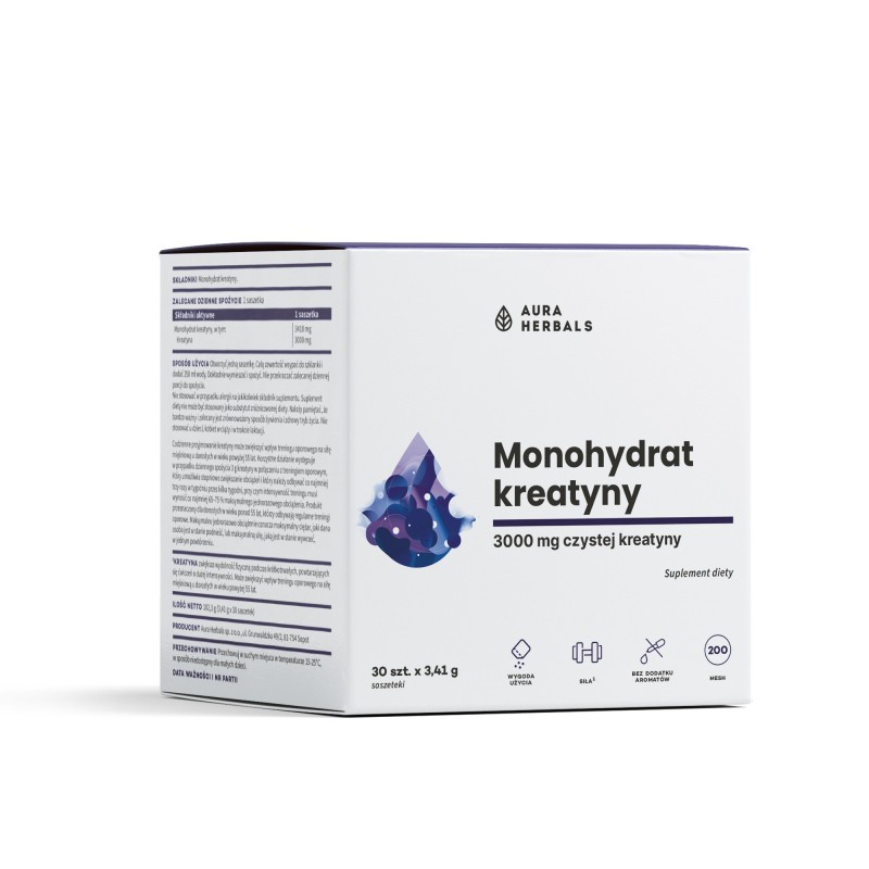 AURA Kreatyna, monohydrat, saszetki 30 x 3,41 g