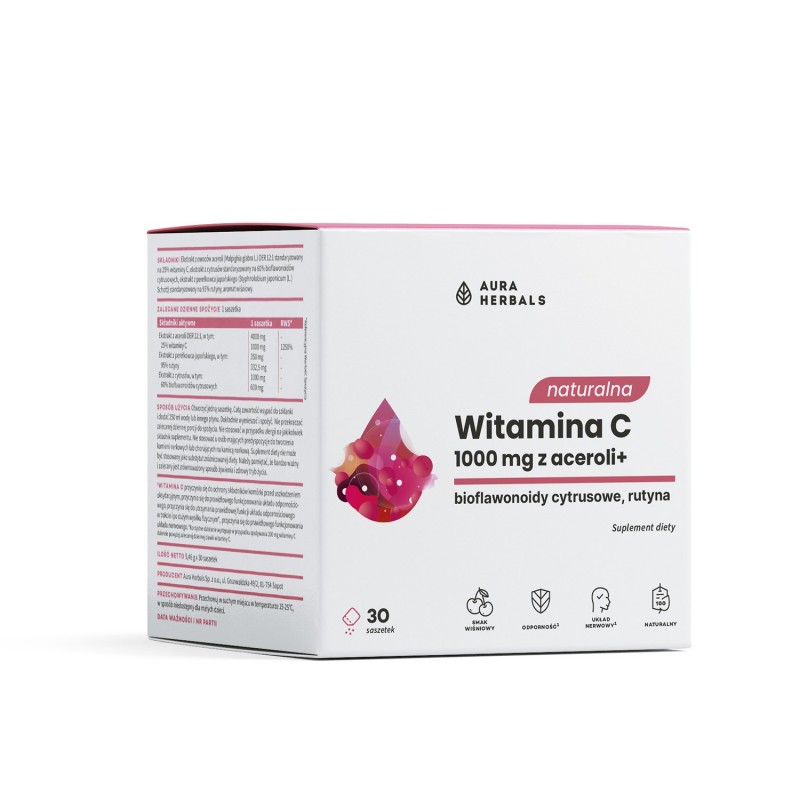 AURA Naturalna witamina C 1000mg z aceroli, sasz.
