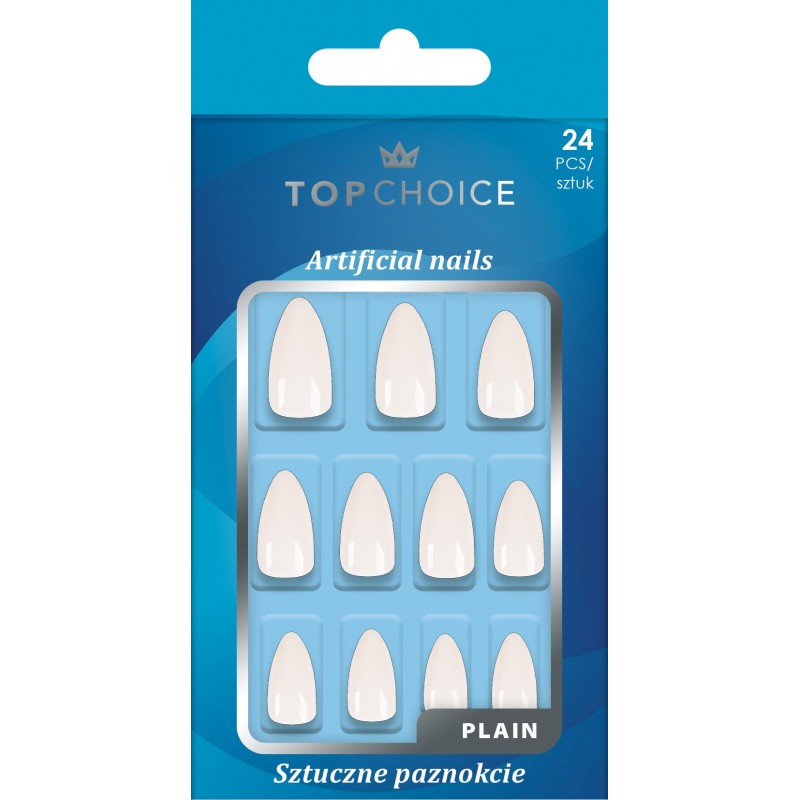 TOP CHOICE Sztuczne paznokcie Long Almond Plain 1 op. - 24 szt.