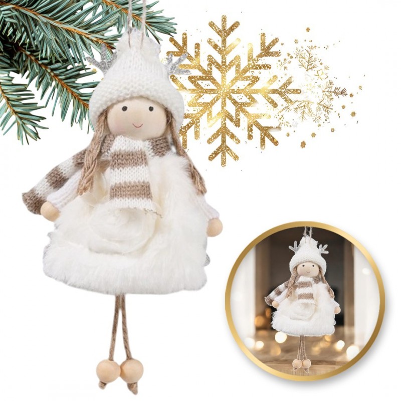 ECARLA ŚW Anioł z pluszu - biały ASN12B