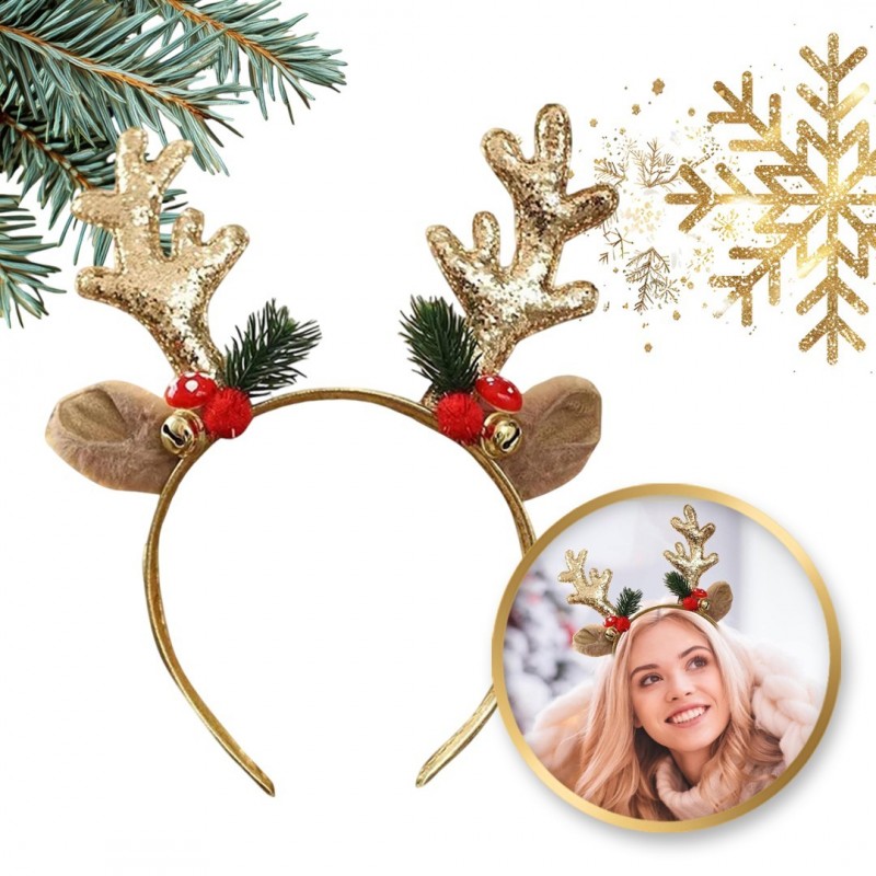 ECARLA ŚW Świąt.Opaska d/wł. z uszkami i rogami Re