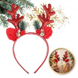 ECARLA ŚW Świąt.Opaska d/wł. z uszkami i rogami Re