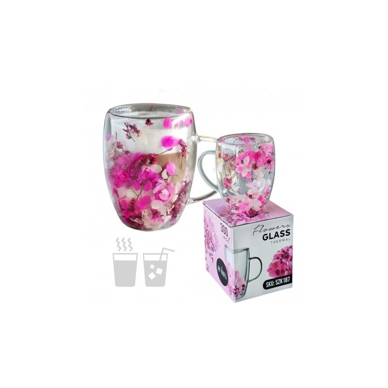 ECARLA Szklanka termiczna z kwiatami w środku SZK187 300 ml