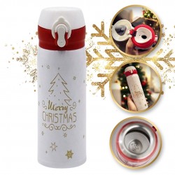 ECARLA Kubek termiczny - termos świąteczny Boże Narodzenie biały 500 ml BD39B