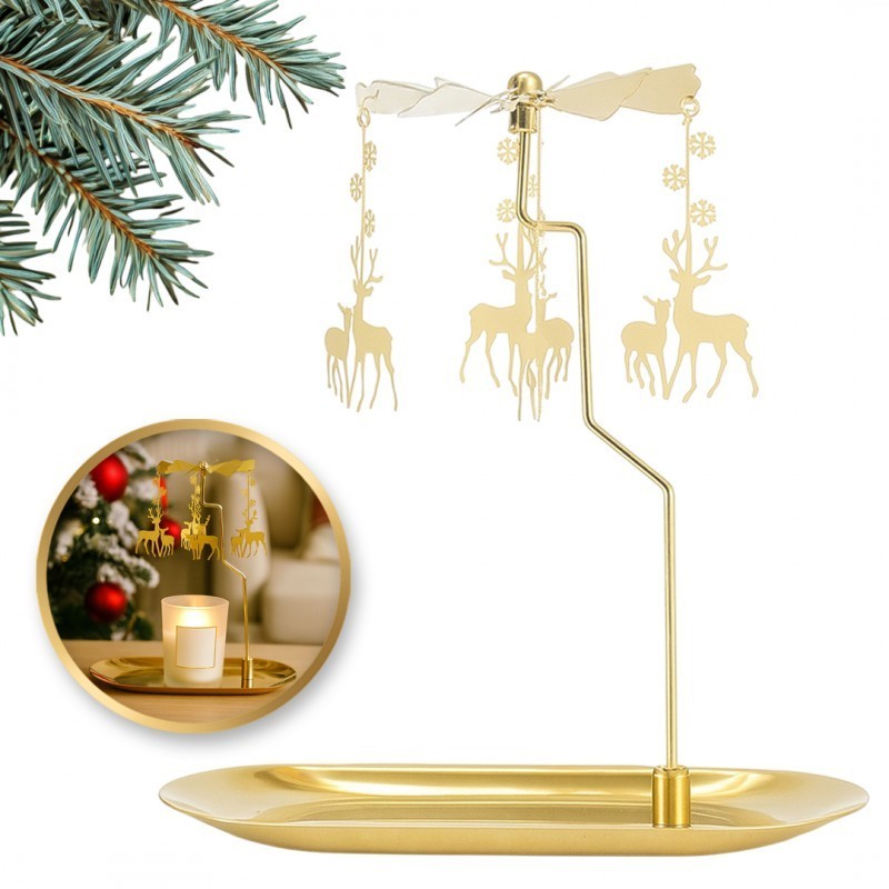 ECARLA Virela Świecznik metalowy z karuzelą w pudełku Renifery SW09