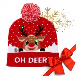 ECARLA Czapka świąteczna świecąca LED z pomponem Renifer Boże Narodzenie CZ50