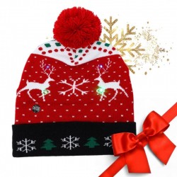 ECARLA Czapka świąteczna świecąca LED z pomponem Renifery Boże Narodzenie CZ51