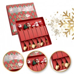 ECARLA Zestaw łyżeczek i widelczyków ze świątecznymi figurkami Złote LYZ5 1 op. - 6 szt.