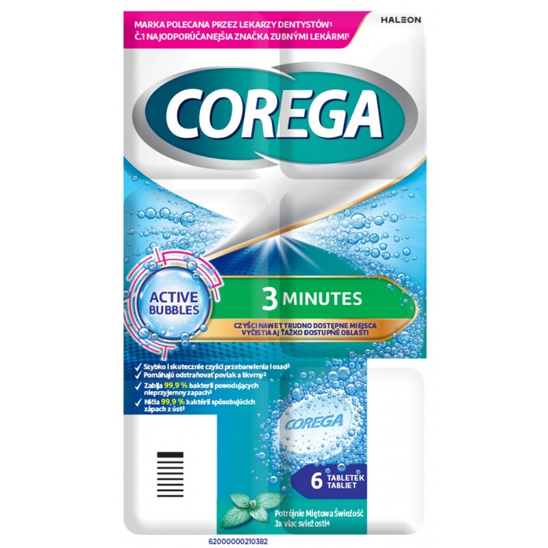 COREGA Tabs 3 Minuty Tabletka czyszcząca do protez zębowych - 6 sztuk