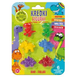 SPRYTNE DZIECIAKI Kolorowe Kredki Figurki - Dino Figlaki 1op.-6szt