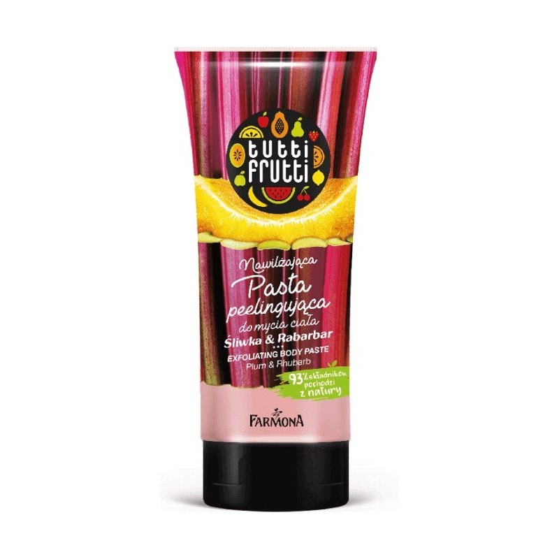 Farmona Tutti Frutti Nawilżająca Pasta peelingująca do mycia ciała Śliwka & Rabarbar 200g