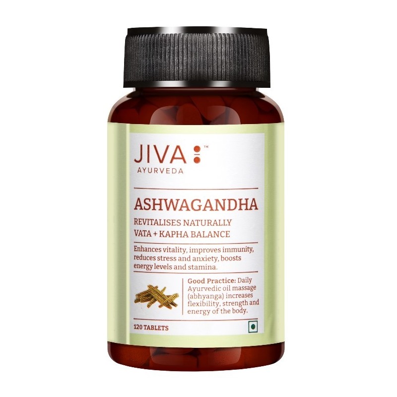JIVA Ayurveda Ashwagandha Suplement diety wspomagający siłę, spokój i witalność Tabletki 120 szt.