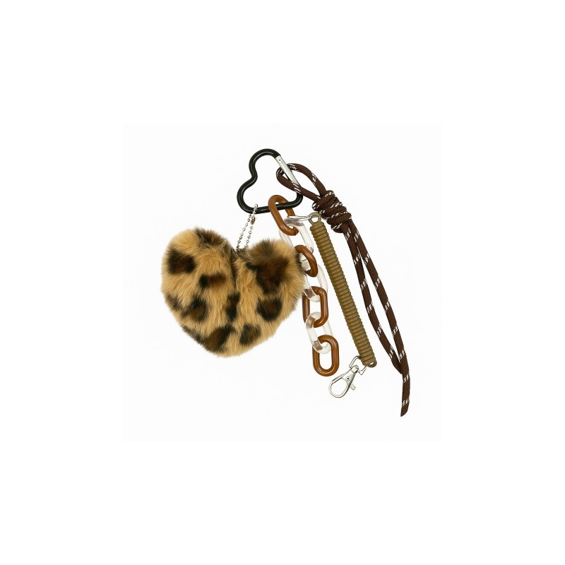 ECARLA Brelok do kluczy - Serce puchate pluszowe Panterka BRL382