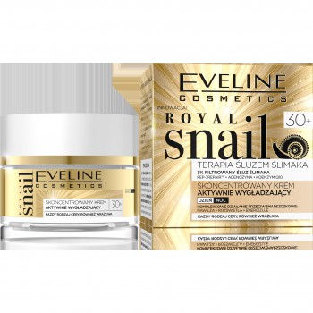 Eveline Royal Snail 30+ Skoncentrowany Krem aktywnie wygładzający na dzień i noc  50ml