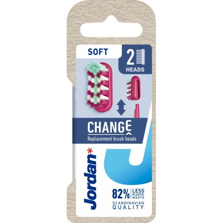 Jordan Change Soft Wymienne Główki do szczoteczki do zębów 1op.-2szt - mix kolorów