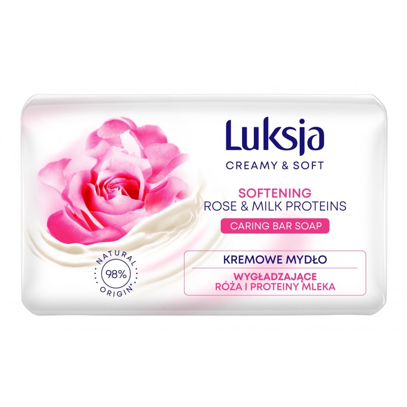 Luksja Creamy & Soft Wygładzające Kremowe Mydło w kostce Róża & Proteiny Mleka 90g