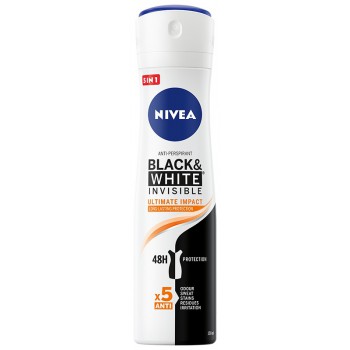 Nivea Dezodorant BLACK& WHITE INVISIBLE Ultimate Impact 5in1 spray  150ml