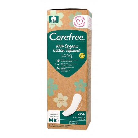 Carefree Plus 100% Organic Wkładki higieniczne - long 1op.-24szt