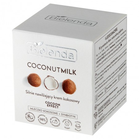 Bielenda Coconut Milk Silnie Nawilżający Krem kokosowy Cocoon Effect na dzień i noc 50ml