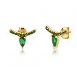 Biżuteria - Kolczyki ze stali szlachetnej Nebu - złote (zielone cyrkonie) 1 para