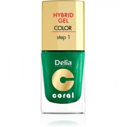 Delia Cosmetics Coral Hybrid Gel Emalia do paznokci nr 10 metaliczna zieleń 11ml