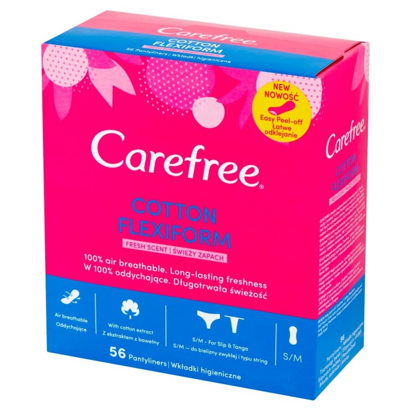 Carefree Cotton Flexiform Wkładki higieniczne Fresh Scent - świeży zapach 1op.-56szt
