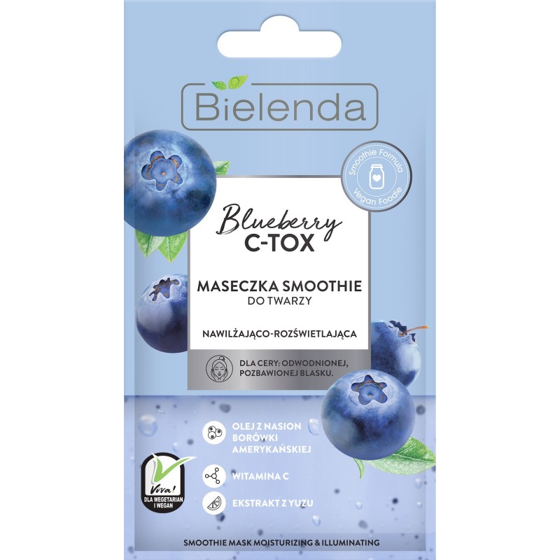 Bielenda Blueberry C-TOX Maseczka Smoothie do twarzy nawilżająco-rozświetlająca 8g