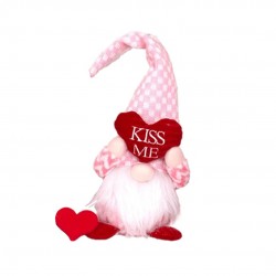 Maskotka Krasnal siedzący "Kiss Me" - różowa pepitka 1szt