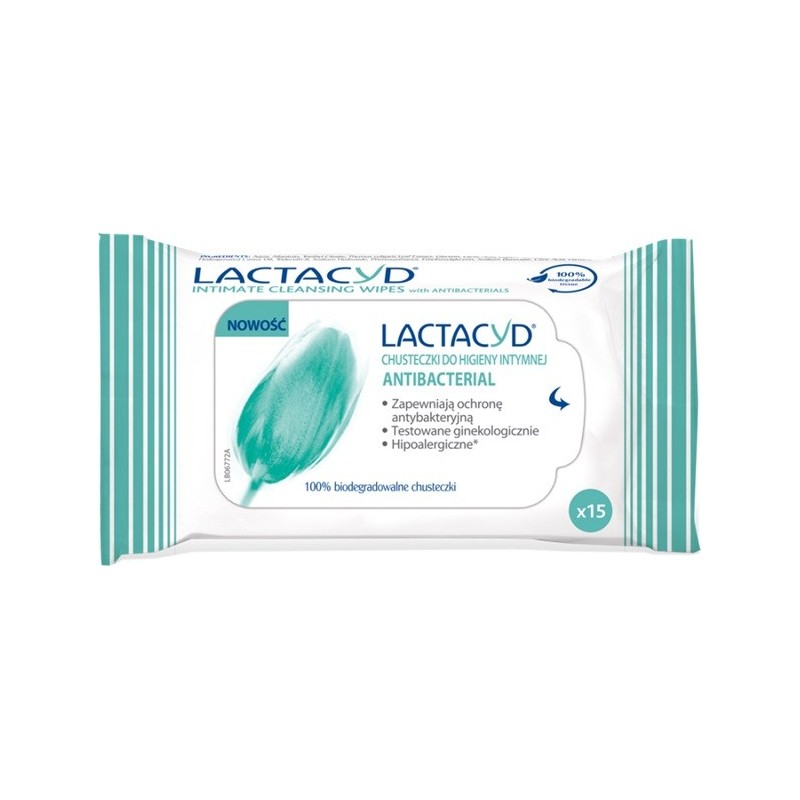 Lactacyd Antibacterial Chusteczki do higieny intymnej  1op.- 15szt