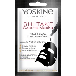 Yoskine Geisha Mask Shiitake Czarna Maska na tkaninie nawilżająca i zwężająca pory  20ml