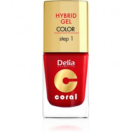 Delia Cosmetics Coral Hybrid Gel Emalia do paznokci nr 01 czerwony 11ml