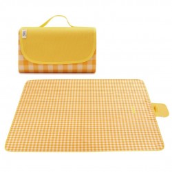 Mata plażowa - torebka w biało żółtą kratkę - rozmiar: 145x200cm  1szt