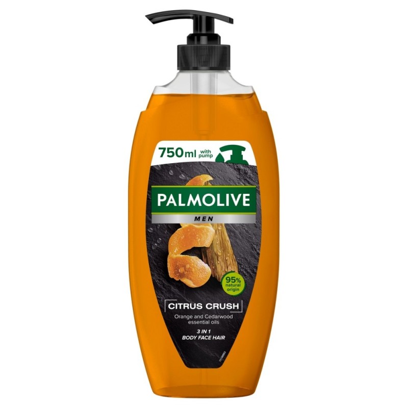 PALMOLIVE Men Żel pod prysznic 3w1 Citrus Crush - olejek pomarańczowy i drzewo cedrowe 750ml
