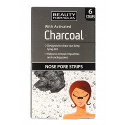 Beauty Formulas Charcoal Płatki oczyszczające na nos z aktywnym węglem  1op.-6szt