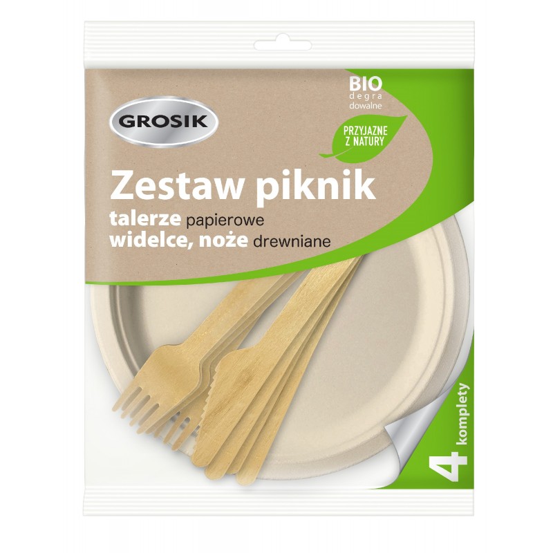 GROSIK Zestaw piknikowy Eko - 1op.-4 komplety