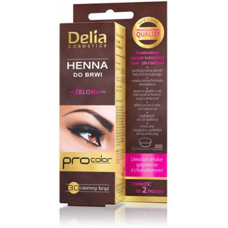 Delia Cosmetics Henna do brwi żelowa 3.0 ciemno brązowa  1op